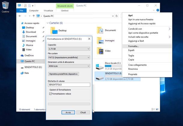 Formattazione Windows 10