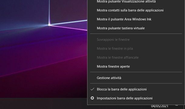 Bloccare barra applicazioni su Windows 10
