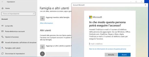 Cambiare account Microsoft su Windows 10