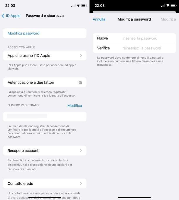 Recupero password iCloud iPhone