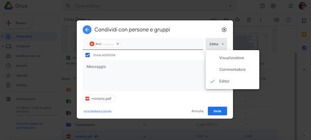 Condividere file su Google Drive