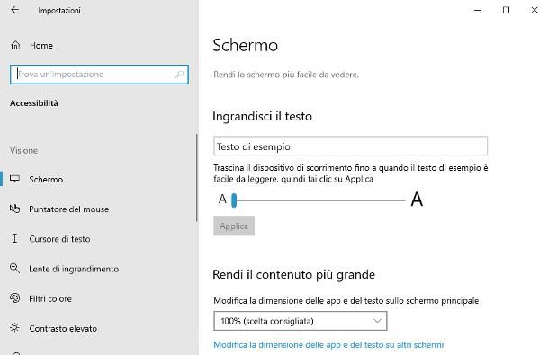 Come ingrandire i caratteri
