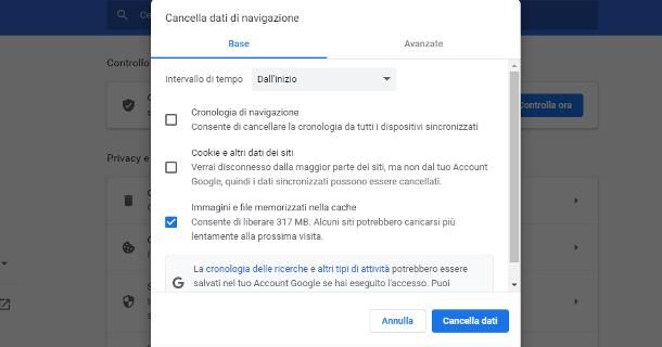 Come eliminare i file temporanei di Google Chrome