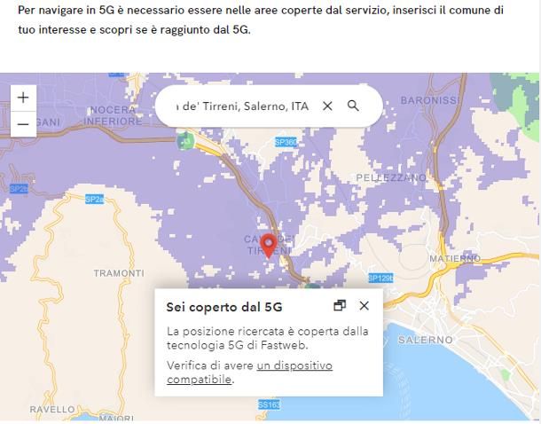 Copertura Fastweb mobile: mappa