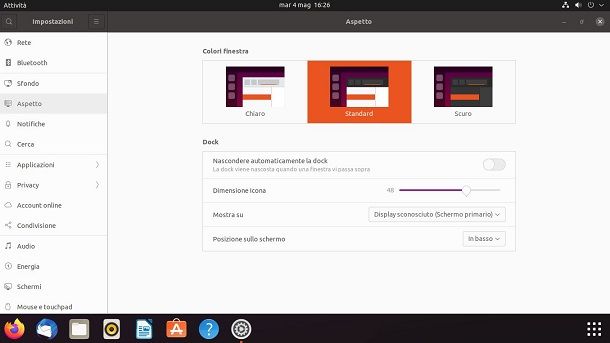 Barra applicazioni su Ubuntu