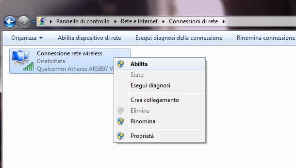 Come attivare WLAN Windows 7