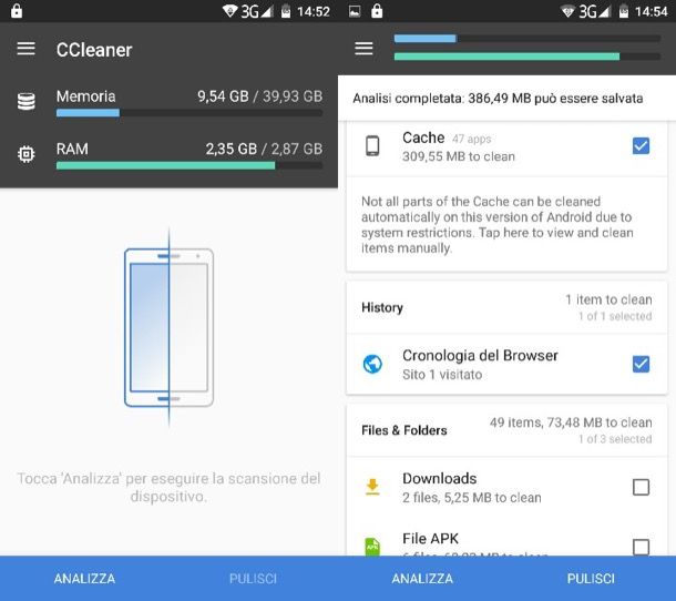 Come usare CCleaner per Android