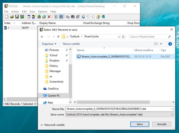 Come importare file NK2 in Outlook