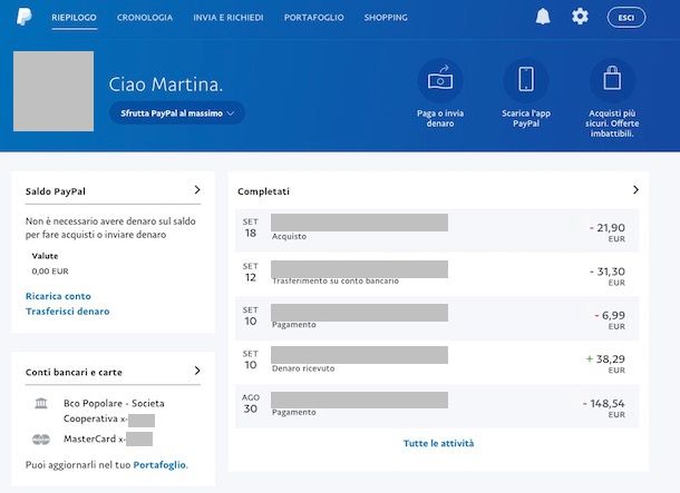 Come vedere saldo PayPal