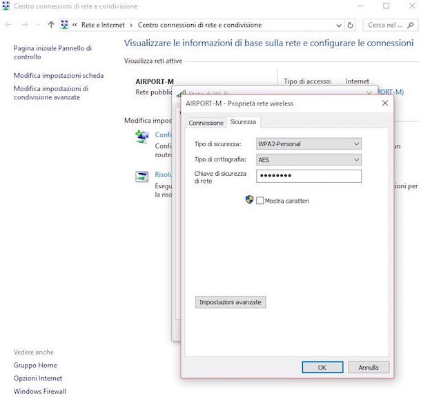 Gestione reti WiFi Windows