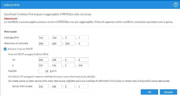 Abilitare DHCP sul router