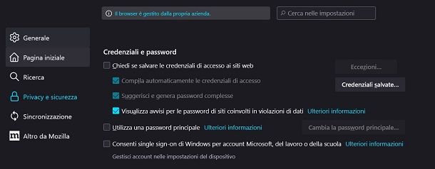 Come eliminare salvataggio password da Firefox