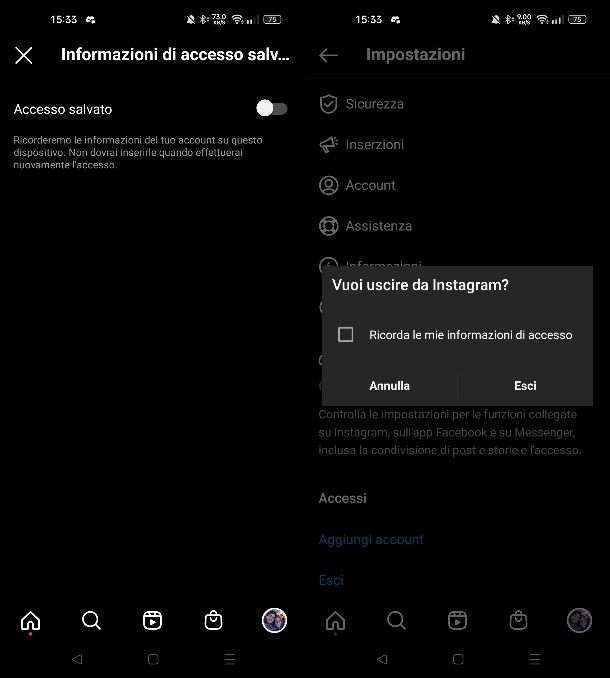 Come eliminare salvataggio password Instagram
