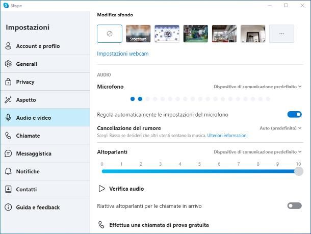 Come testare il microfono su Skype