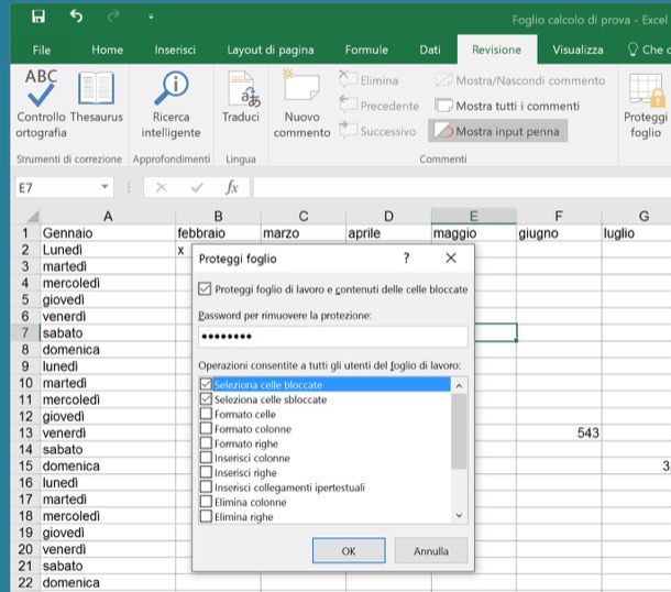 Come proteggere celle Excel