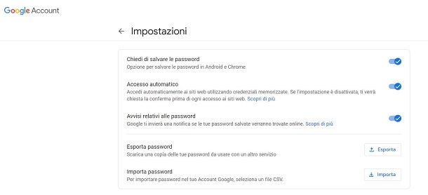 Come eliminare salvataggio password da Google