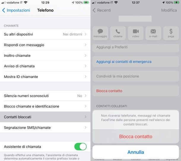 Bloccare contatti iPhone