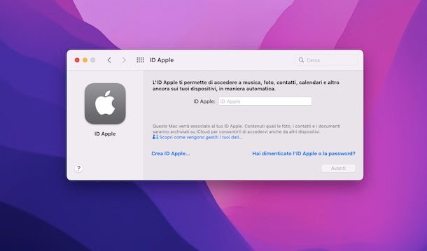 Creare account iCloud su Mac