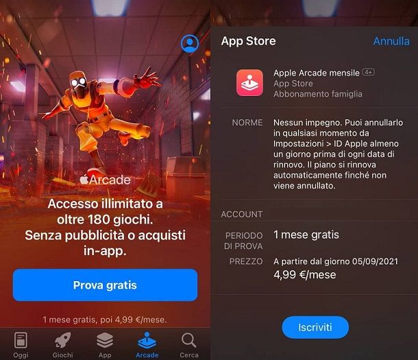 Prova gratuita Apple Arcade