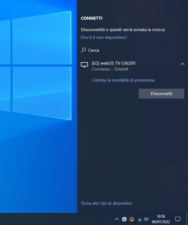 Come sdoppiare lo schermo Windows 10 in modalità wireless