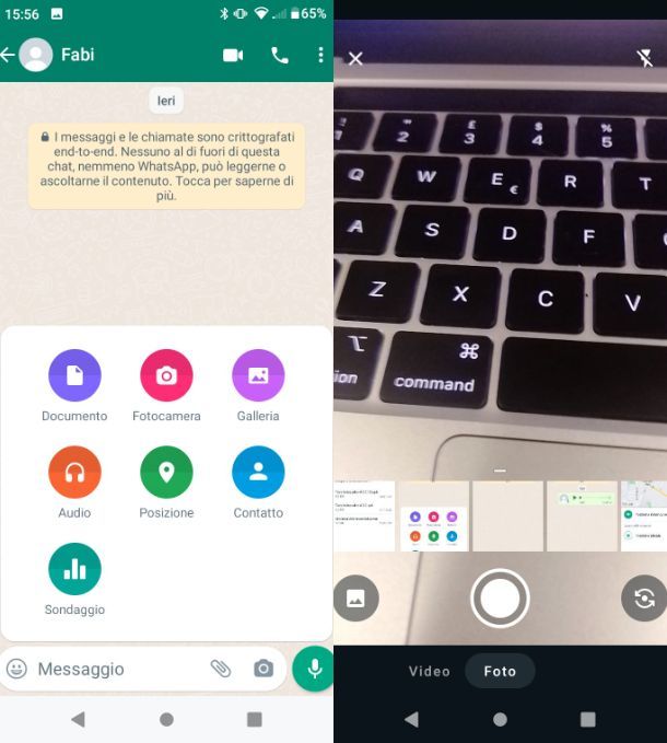 Messaggi WhatsApp con foto e video