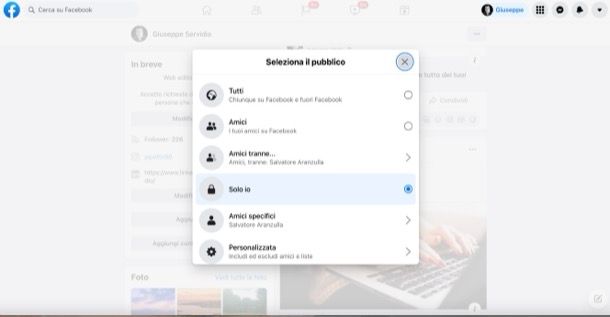 Come nascondere attività recenti Facebook