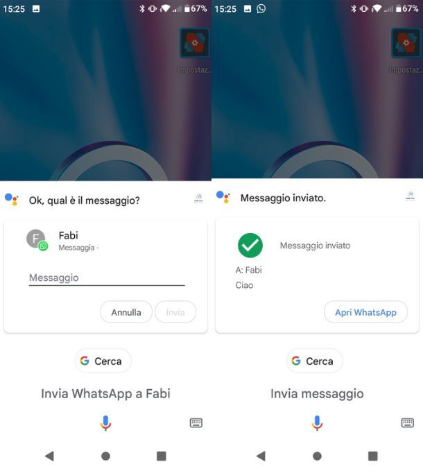 Inviare messaggi WhatsApp con Ok Google