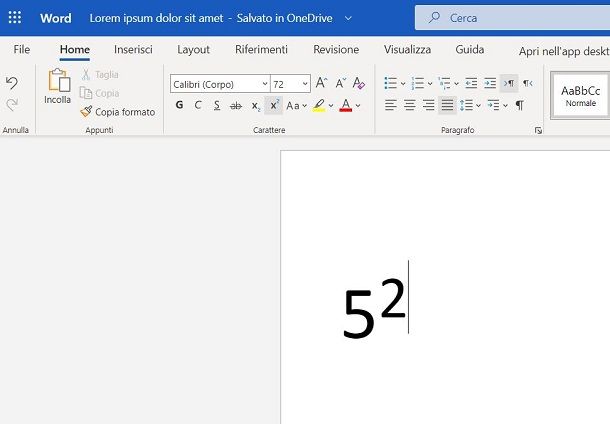 Come elevare a potenza in Word Online