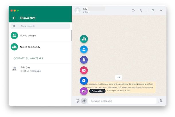 Messaggi WhatsApp con foto e video PC