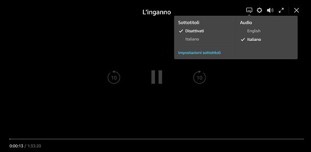 Controlli player Prime Video