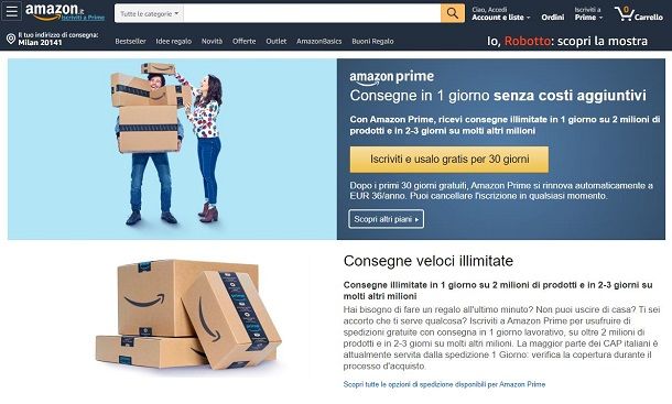 Iscrizione Amazon Prime