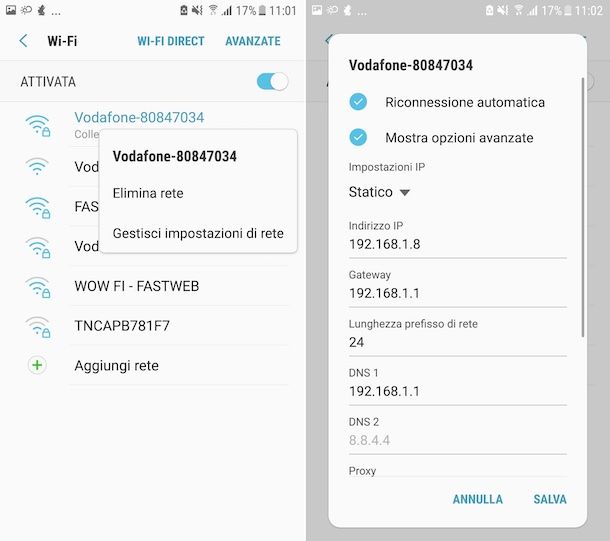 Impostazioni IP Android