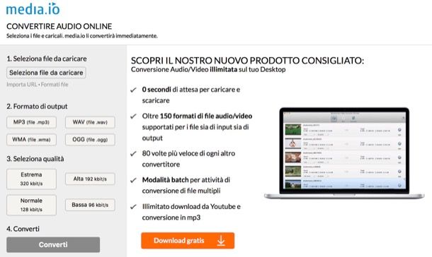 Come convertire audio