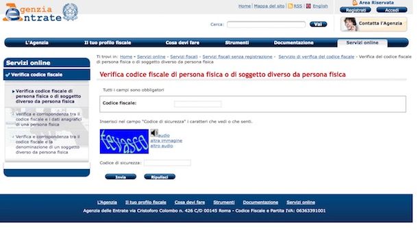 Come verificare codice fiscale