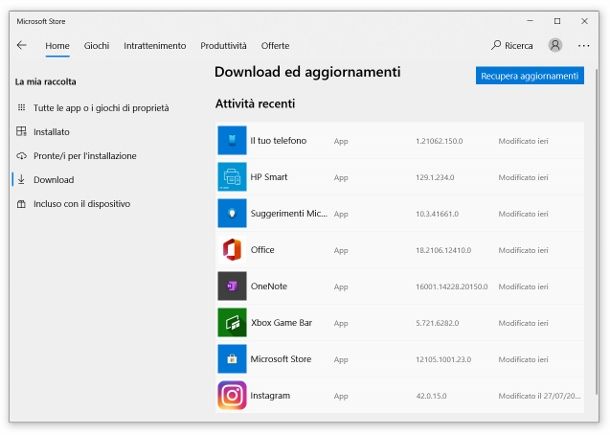 Aggiornare applicazione Instagram computer