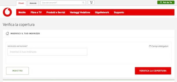 Verifica copertura Vodafone