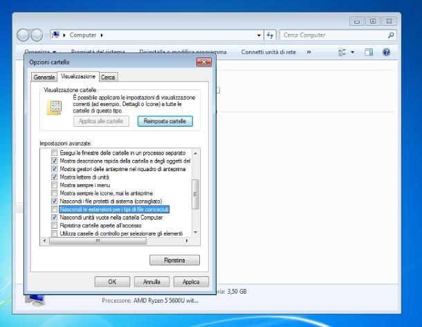 Come modificare estensione file: Windows 7
