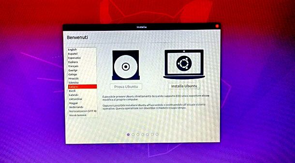 Tipo di installazione Ubuntu USB