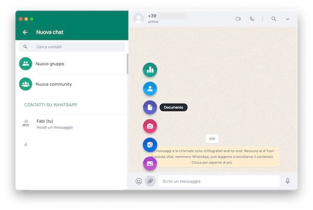 Messaggi WhatsApp con documenti PC