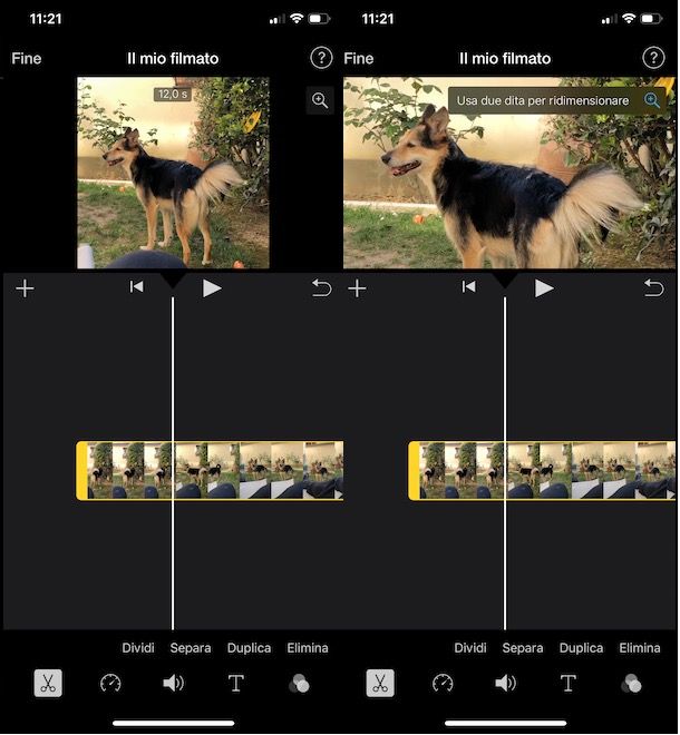 Tagliare video con iMovie su iPhone