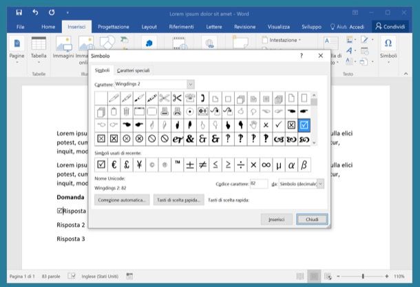 Come barrare una casella in Word