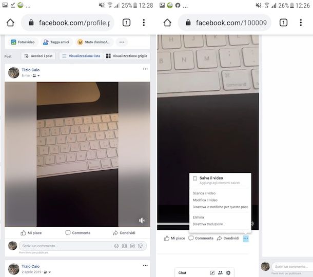 Funzione download video di Facebook