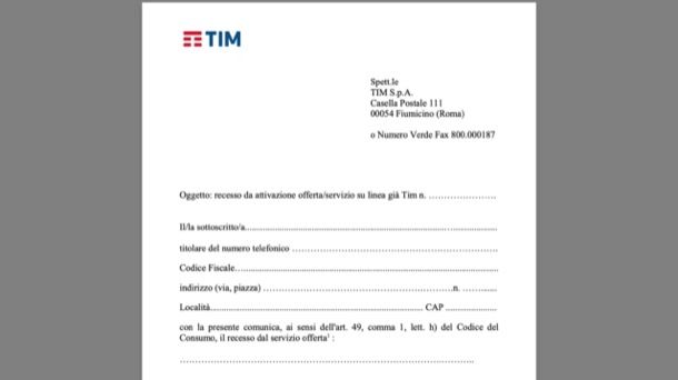 Disdetta TIM entro 14 giorni