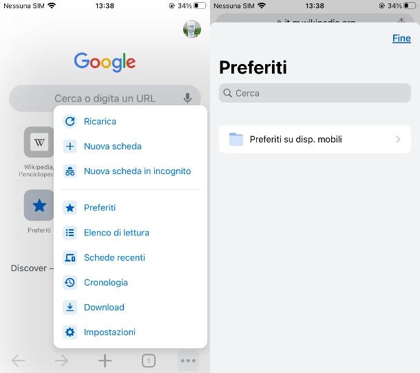 Come visualizzare Preferiti Chrome su iPhone