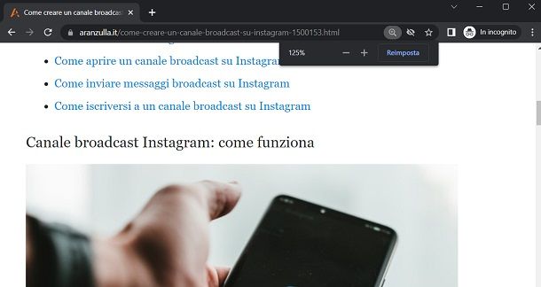 Come zoomare la finestra del browser con la tastiera