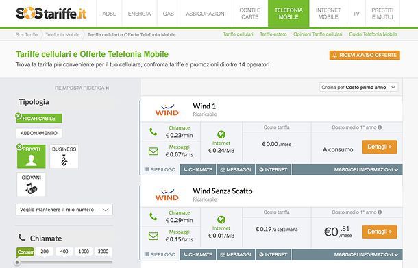 Offerte ricaricabili Wind