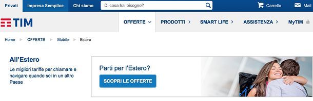 Offerte TIM estero