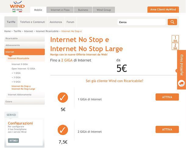 Offerte ricaricabili Wind