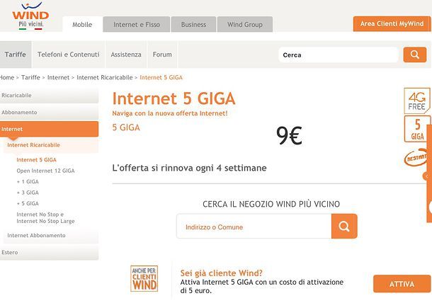 Offerte ricaricabili Wind