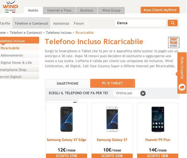 Offerte Wind smartphone